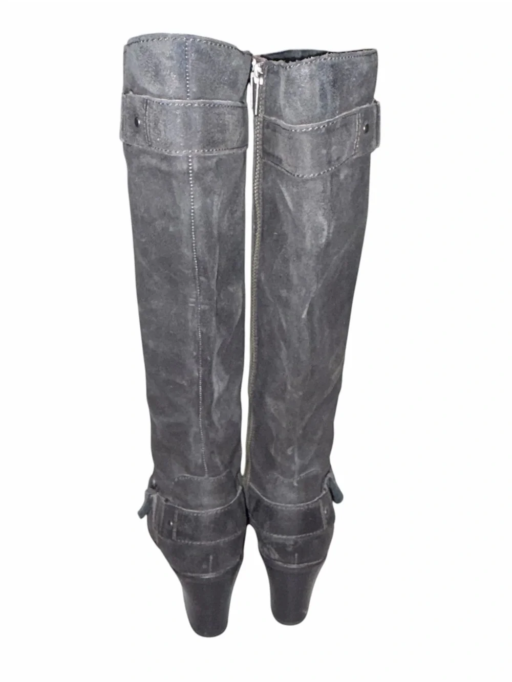 Born Black Distressed Nubuck Leather Tall Heeled Riding Boots size 38 7